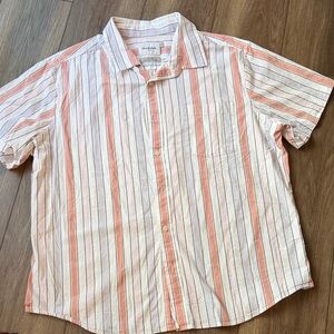 Target Men's Striped Button Down Shirt - Orange and White